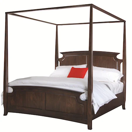 California King Size Canopy Bed with Artfully Curved Headboard and Footboard